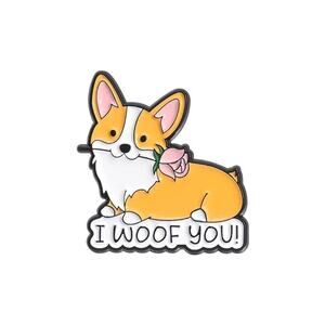 "I Woof You" enamel pin corgi NEW dog pup I love you